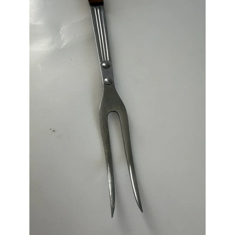 Imperial Home Veri Sharp Meat Carving Serving Fork Wood Handle USA Vintage